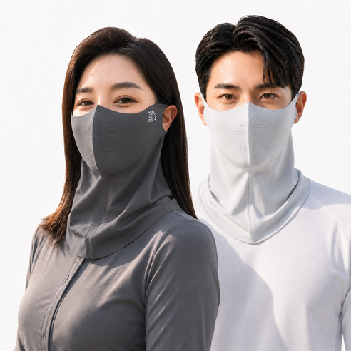 아우랴 골프 uv 자외선 차단 쿨 안면 마스크 햇빛 가리개 얼굴 냉감 복면 여름 러닝 자전거 스포츠 형 페이스 썬 가드 쿨링 넥워머, 다크 그레이, 2개