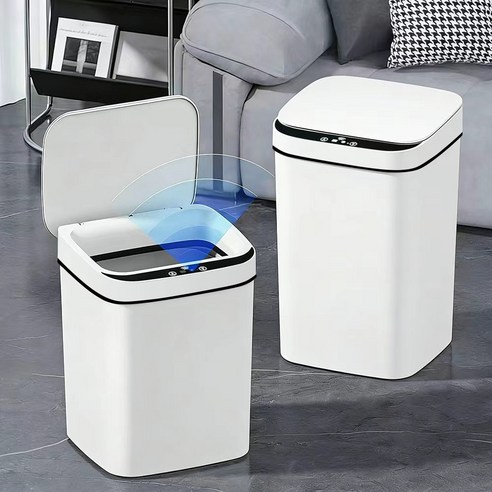 [1+1 17L+20L]자동 센서 쓰레기통 화장실 쓰레기통 기저귀 냄새차단 휴지통, 흰색