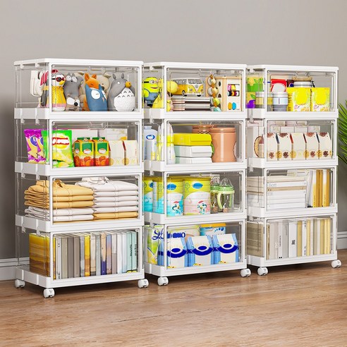 폴딩 수납장 리빙박스 수납 정리함 후기 분석 - 도어 오픈 디테일