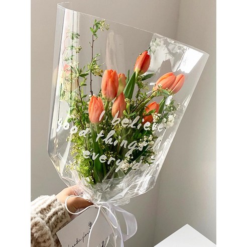 뚱보 꽃다발 투명포장지 한송이 OPP 포장지, 50매, 대형 꽃송이포장지 50매, 대형 꽃송이포장지