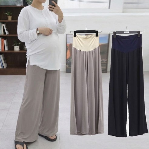 임산부 쿨 심리스 와이드 팬츠 찰랑핏 쿨링 스판 임부복 바지