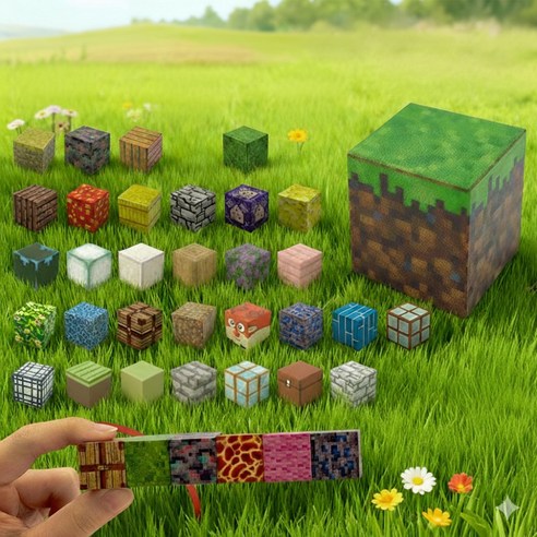 [KC인증] 빌리네집 크래프트 마크 자석 큐브 블럭125개 피큐어10개세트 퍼즐 놀이 장난감 마인 방학 집콕 선물 이미지 4