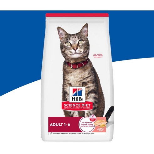 힐스사이언스다이어트 고양이 어덜트 연어 사료, 소화+장건강, 6.8kg, 1개