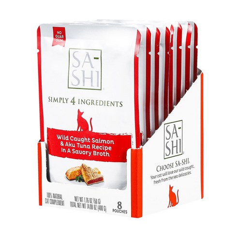 로우즈 사시 연어 참치 고양이 주식파우치 8p, 8개, 연어+참치, 50g