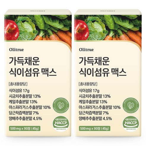 올리트루 가득채운 식이섬유 정 17g, 90정, 2개