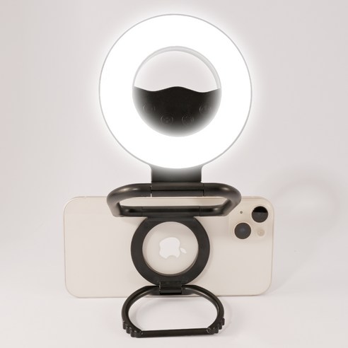 Nolirva 2in1 휴대폰조명 맥세이프 마그네틱 링라이트 LED 셀카 촬영 조명등 360도 회전 스탠드 갤럭시Z폴드 호환, 1개, 블랙