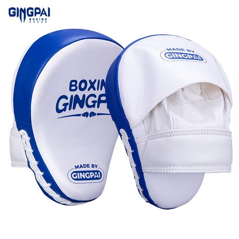 GINGPAI 복싱 핸드미트 고밀도 쿠션 충격흡수 PU 소재 스파링 훈련용 핸드타겟 HLSB, 1개, 04.화이트&블루