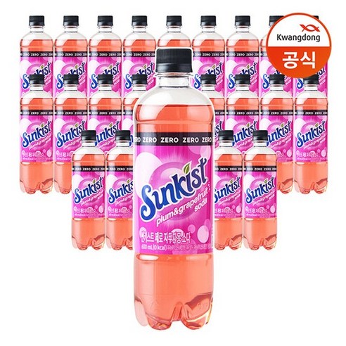 썬키스트 제로 자두자몽 소다, 600ml, 24개