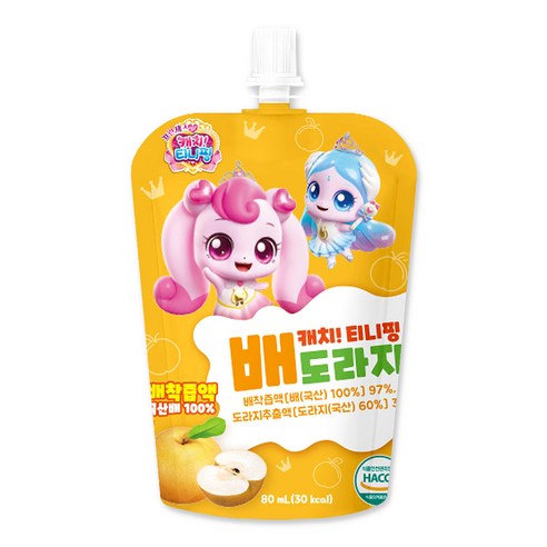 새콤달콤 캐치 티니핑 배도라지 배착즙액 국산배 100% 80ml 10개입 1개, 배.도라지