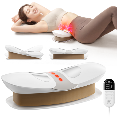 MELUKOO 12단계 EMS 허리 마사지기 공기압 에어리프트 진동 안마기 마사지기 온열 조절가능, 화이트, PH-M103