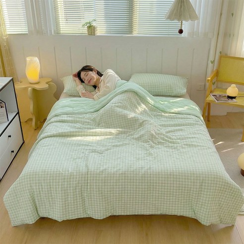 마술사 체크 무늬 대두섬유 여름 이불 부드러움 통기성, 민트