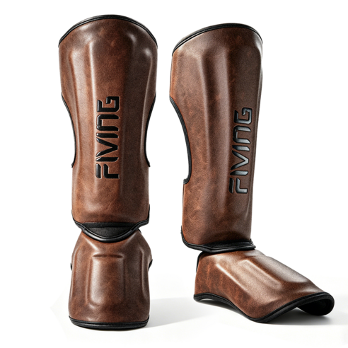 킥복싱 mma 무에타이 정강이 보호대 빈티지 격투기정강이보호대, 1세트, 다갈색