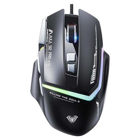 AULA S12 프로 RGB 유선마우스, 블랙