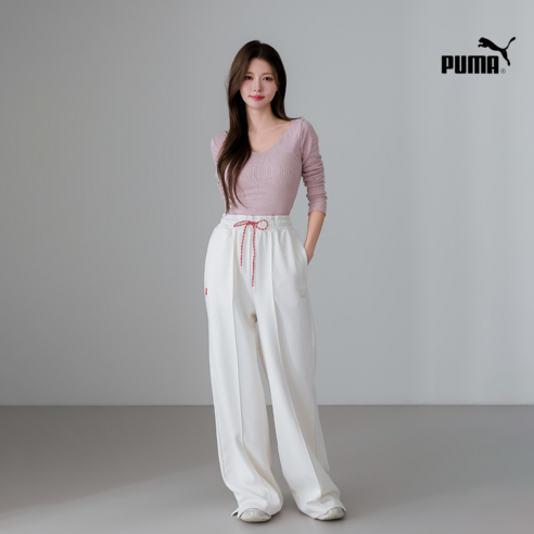 푸마 남성용 인퓨즈 더블니트 와이드 팬츠 INFUSE DOUBLE KNIT WIDE PANTS 화이트 53674065