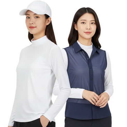 아소트 여성 쿨링 반목티 기능성 긴팔 스포츠 골프웨어 등산 작업복 이너 티셔츠