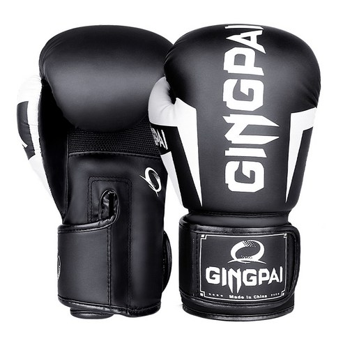 GINGPAI 권투 글러브 타이 트레이닝 글러브 격투 무술 장갑 6-12oz GG1H, 1세트, 흑백