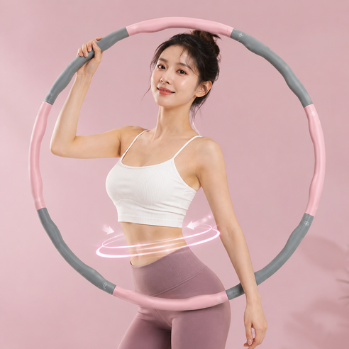 쿠할 뱃살삭제 다이어트 훌라후프 홈트 소프트 운동 실내, 핑크+그레이, 1개, 1kg