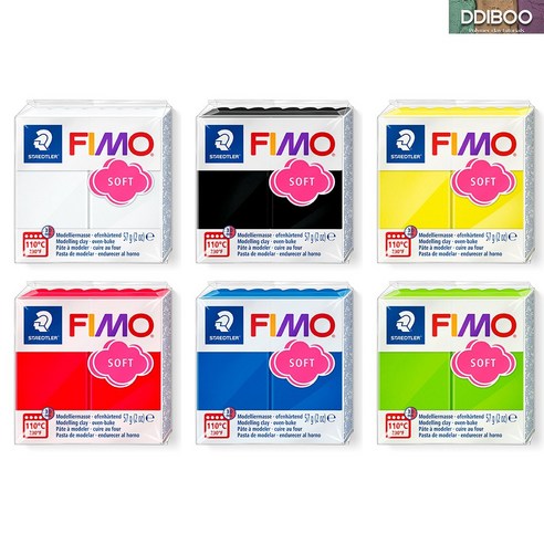피모 소프트 36종 컬러 6EA 세트 FIMO 폴리머클레이 칼라클레이, 6개, 57g, #기본 6색 혼합