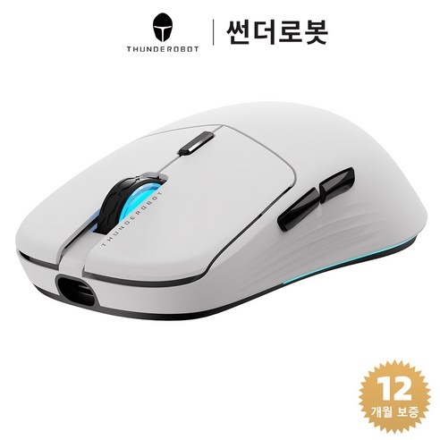 ThundeRobot 썬더로봇 ML7 무선 마우스 경량 인체공학 RGB 게이밍 마우스, 화이트
