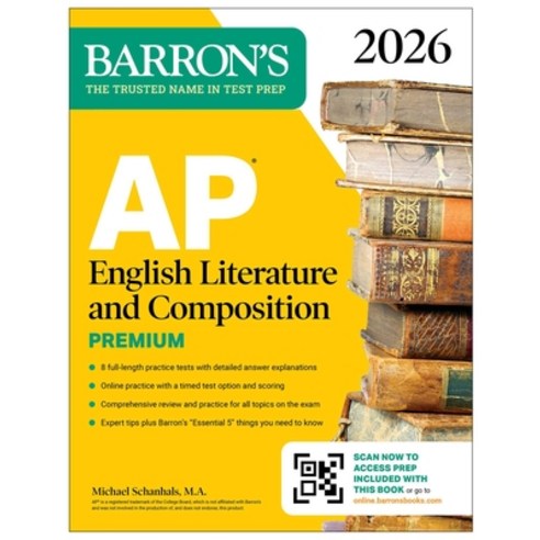 (영문도서) AP English Literature and Composition Premium 2026: Prep Book with 8 Practice... Paperback, Barrons Educational Services, 9781506297071