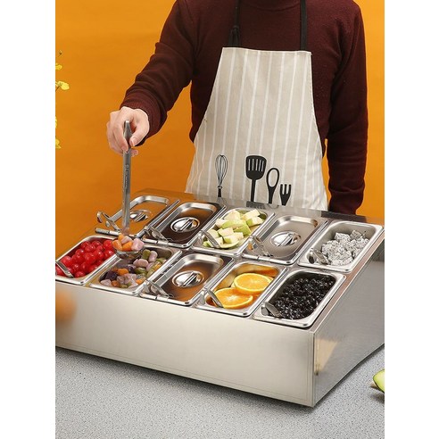업소용 반찬 김밥 냉장고 토핑 소형 메탈 신선유지 아이스 큐브 포함 패키지 4 기본 색상 이미지