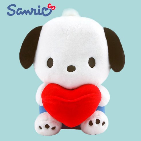 캐릭터 산리오 하트 중형 인형 애착 동물 토끼 강아지 고양이, 1개, 포차코, 25cm