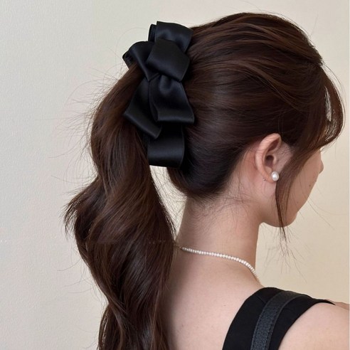 누아벨 머리 리본 바나나 집게핀 중형