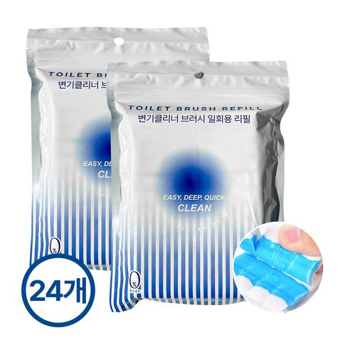 일회용 변기 클리너 브러쉬 변기솔 리필 24입, 1세트, 혼합색상