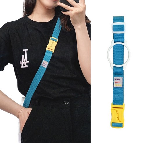 위즐 착용편한 원터치 버클 물병 스트랩, 블루/텀블러홀더, 1개