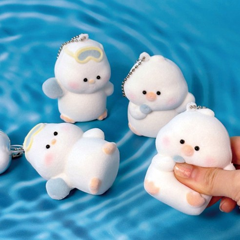 3500 말랑 뽀송 오리 스퀴시 키링 말랑이 피젯토이 촉감놀이 열쇠고리, 1개, 단품