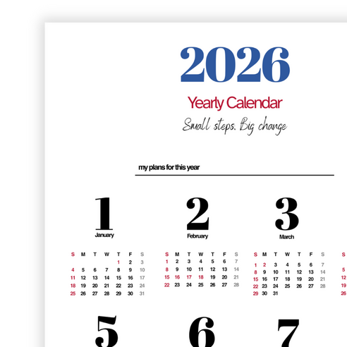 파티모스피어 2026년 한눈에 보는 대형 달력포스터 한장달력, 1개, 화이트
