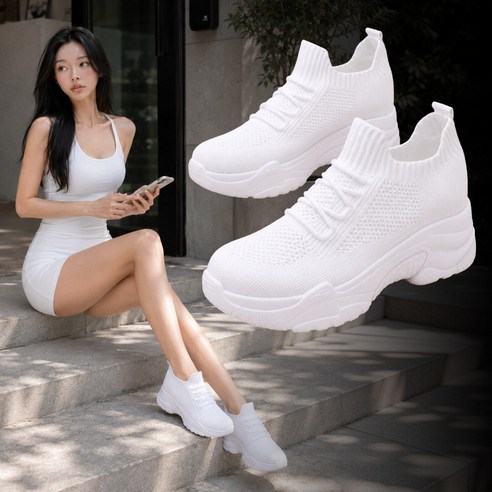 루미솔 메쉬 통기성 발편한 키높이 운동화 7.5cm 스니커즈 통굽