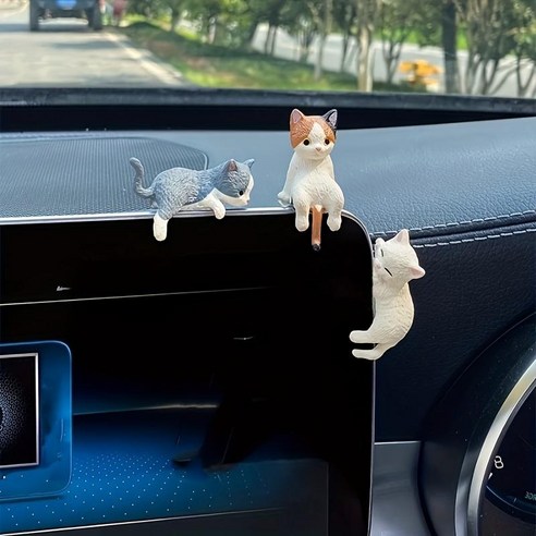차량용 데코 고양이 피규어 대시보드 인테리어 장식 소품 4종 세트 이미지 3