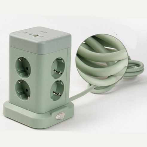 지클릭커 타워 8구 고용량 4000W USB 멀티탭 NP708PD 화이트, 1개, 타워형 8구 화이트, 2m 1개, 타워형 8구 화이트, 2m