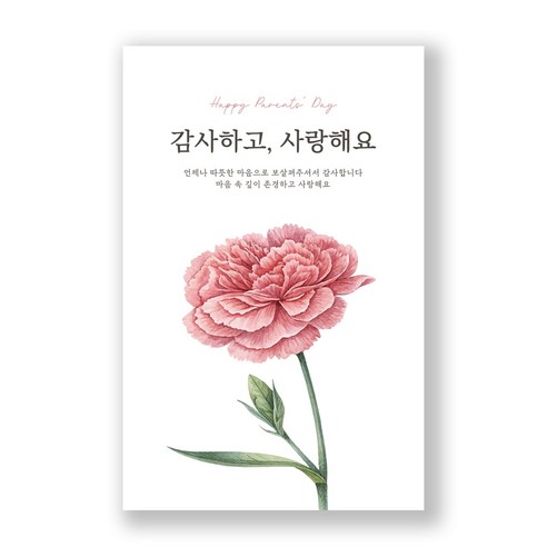 메세지 카드 엽서, 30개, 핑크 카네이션 어버이날