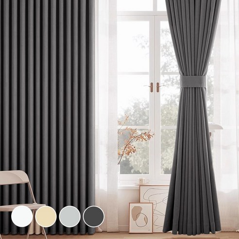 온더플로어 딥슬립 암막커튼 2P 암막률, 딥슬립 암막커튼 (암막률 60~90%), 210x232cm × 차콜그레이, 210x232cm × 차콜그레이 섬네일