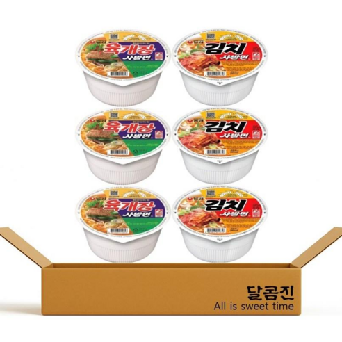 농심 컵라면 사발면 김치사발면 3P + 육개장사발면 3P, 1박스