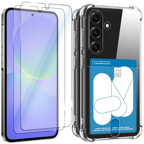 벌크온 갤럭시 A36 강화유리 액정보호 필름 + 카드 수납 범퍼 케이스