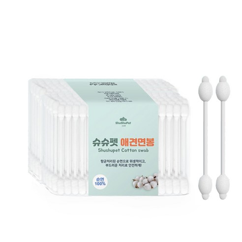 슈슈펫 반려동물 전용 강아지 면봉, 2개, 100개입