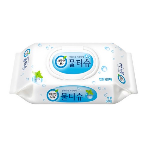 깨끗한나라 물티슈 페퍼민트 캡형 60매, 195g, 60개입, 1개