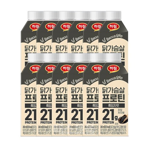 하림 닭가슴살 프로틴 흑임자맛, 12개, 240ml