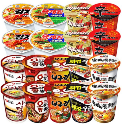 농심 소컵라면 9종 18개입 (육개장사발면2 + 김치사발면2 + 짜파게티범벅2 + 신라면2 + 안성탕면2 + 오징어짬뽕2 + 튀김우동2 + 너구리2 + 사리곰탕2), 1개