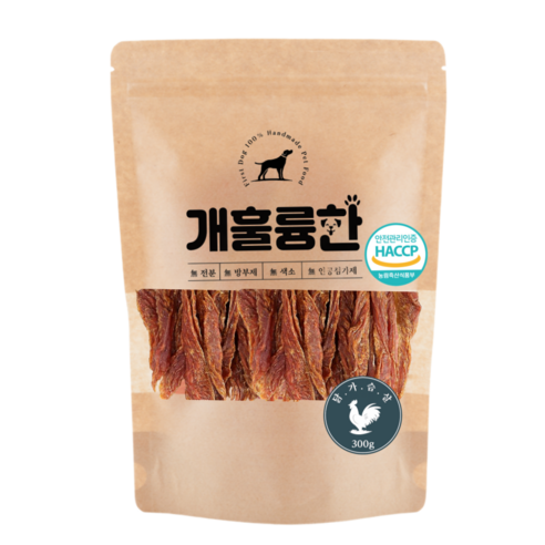 퍼스트독 100%국내산 수제강아지간식 대용량 애견육포 개훌륭한, 1개, 300g, 닭가슴살