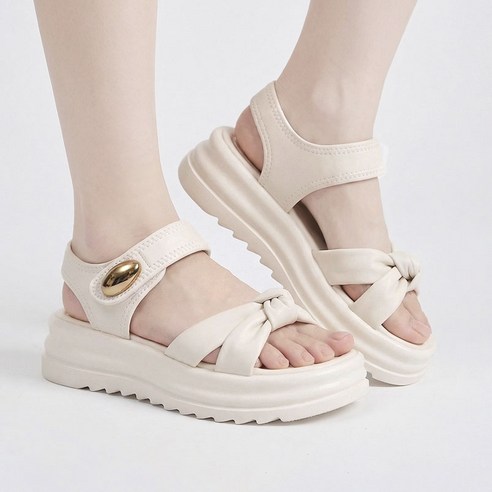 Modern Fashion 여성 벨크로 심플한 샌들 통굽 발편한 신발 X125