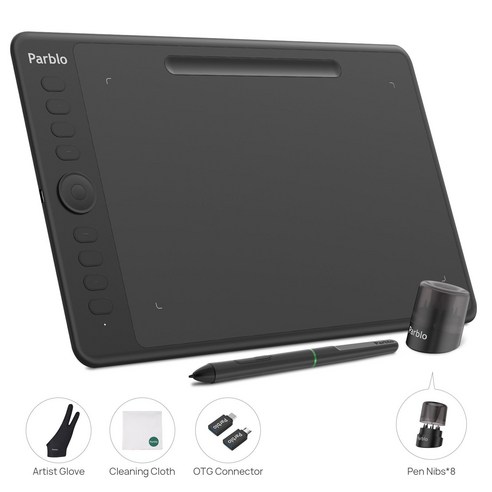 파블로 인탕보 M 10x6.25인치 디지털 타블렛 그래픽 배터리 없는 스타일러스와 장갑 포함 OSU 게임용, CHINA, Black, 없음