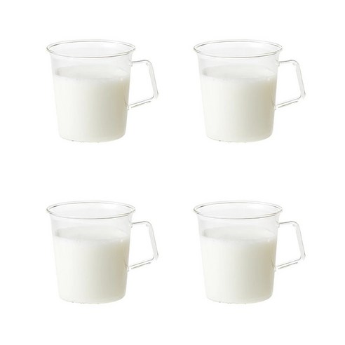 킨토 캐스트 밀크 글라스 310ml 내열유리, 4개, 클리어