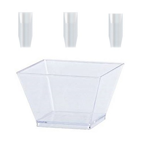 쓱싹 플라스틱 다회용 사각 디저트 컵 6 x 5 cm, 20개입, 3개
