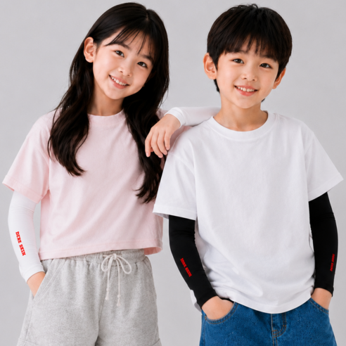 디어스킨 어린이 자외선 차단 쿨토시 2p, 4세트, 화이트+블랙