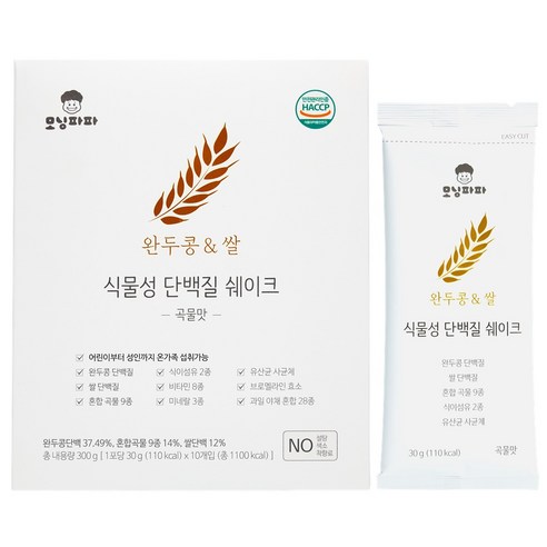 모닝파파 식물성 단백질 쉐이크 임산부 여성 프로틴 보충제 완두콩 쌀, 300g, 1개