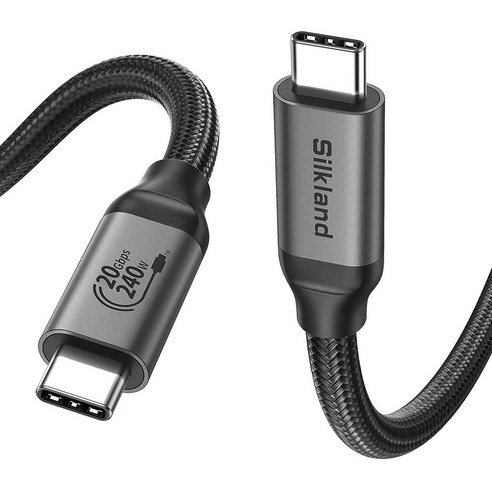 실크랜드 USB3.2 gen2 케이블 C타입-C타입 8K 240W 20Gbps 고속충전 데이터 케이블, 1개, 블랙, 1.5m
